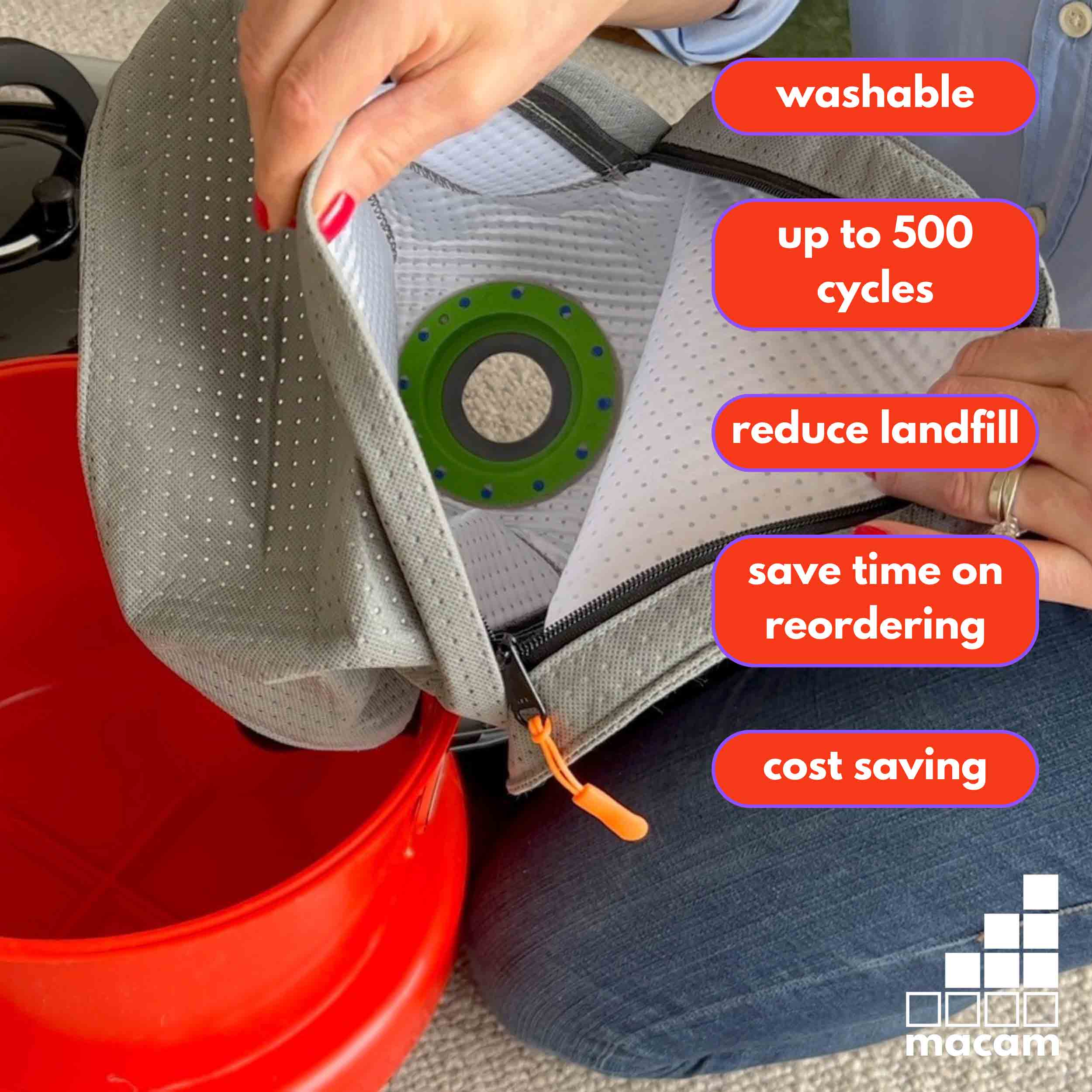 Reusable dust bag for Numatic Henry emptied and shaken out for reuse