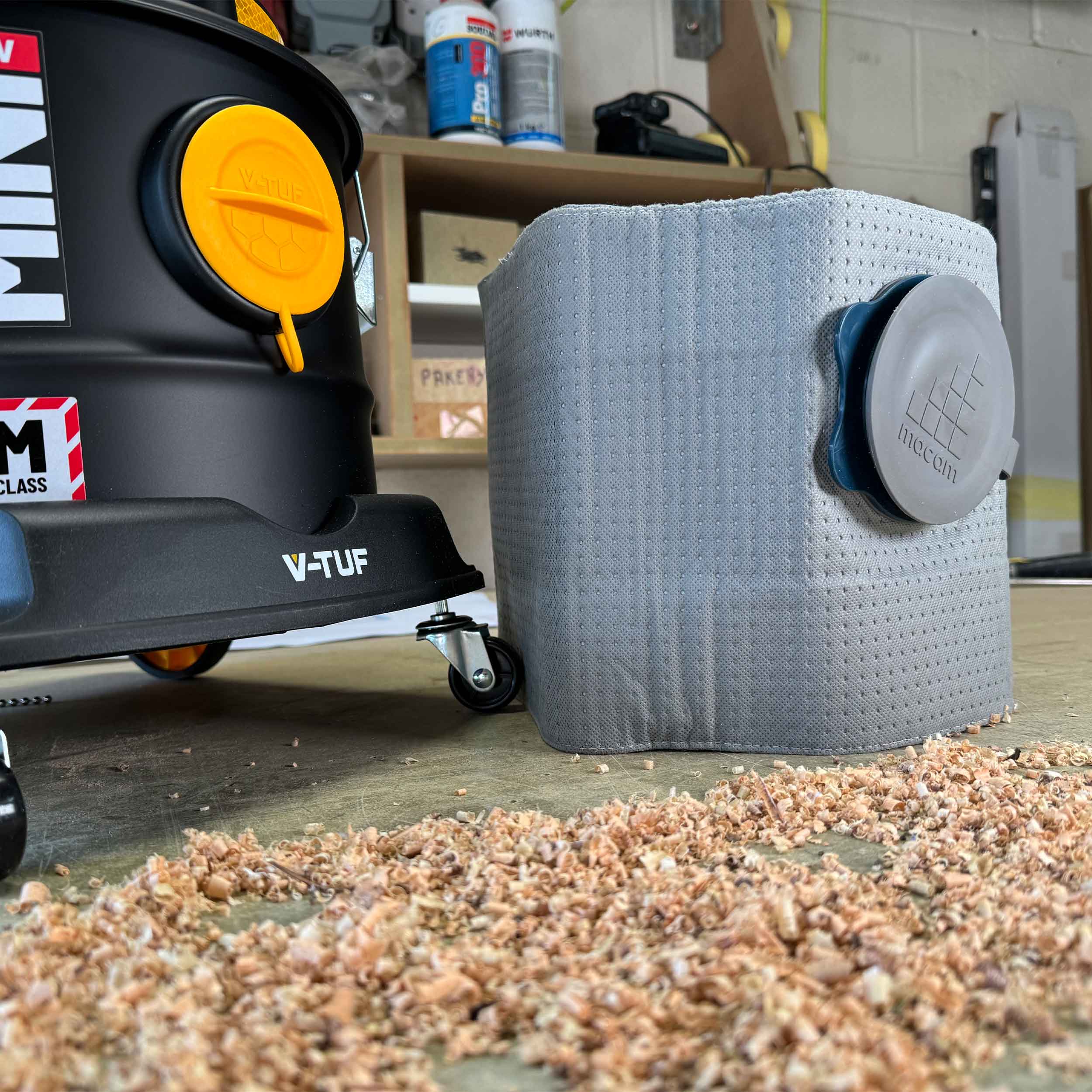 Reusable dust bag for V-Tuf MINI fitted inside the dust extractor